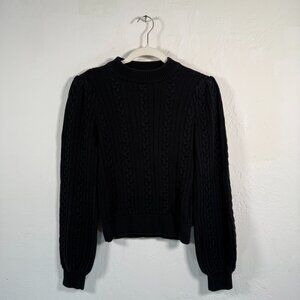 WAYF Black Cable Knit Cut Out Back Long Sleeve Classic Pullover Sweater Size 8